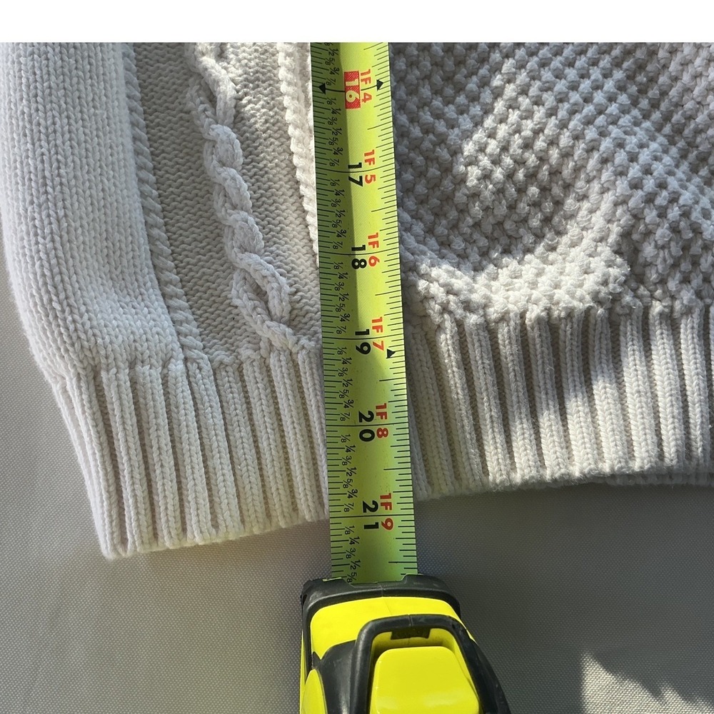 IZOD Ladies White V-Neck Cable‎ Knit Black Stripe M - Picture 5 of 9